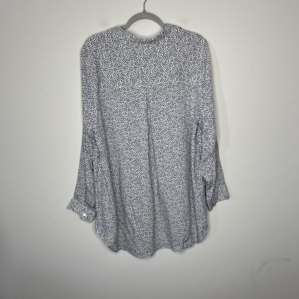Jane And Delancey Shirt Womens 1X White Heart Print Rayon Button Front Tunic - Picture 2 of 14